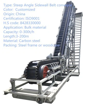 Alternatīvās degvielas transportēšanas liela leņķa lentes konveijers